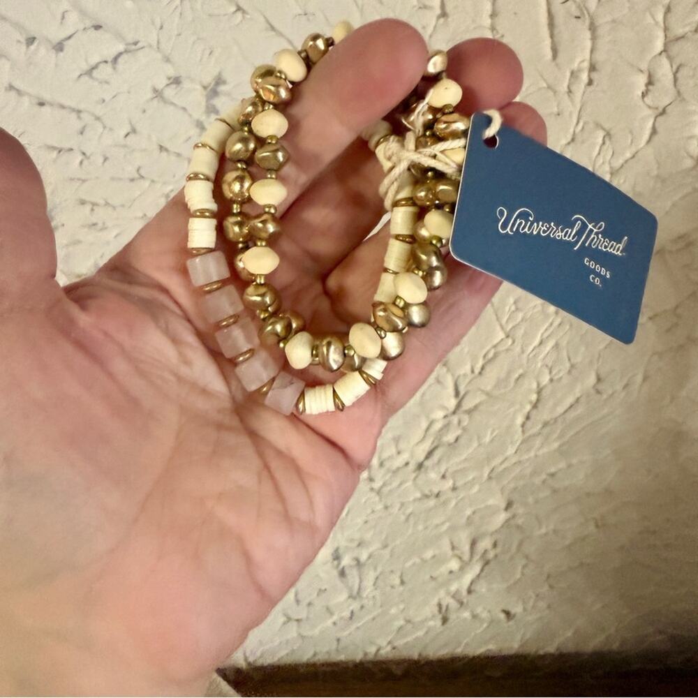 Universal Thread Gold and Tan Beaded Bracelet Trio - Picture 5 of 5